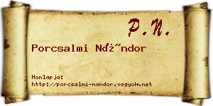 Porcsalmi Nándor névjegykártya