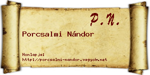 Porcsalmi Nándor névjegykártya